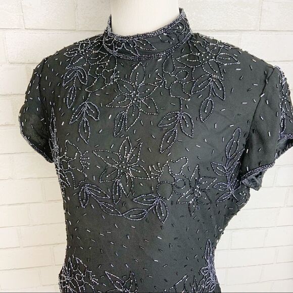Vtg Marina Bresler Sequin Black Evening Blouse U2 - Picture 2 of 8